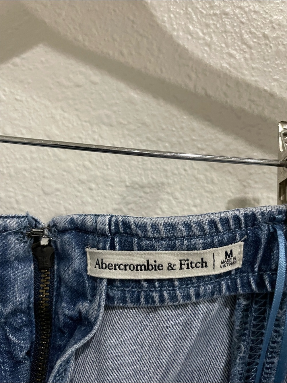 Abercrombie Mila Strapless Blue Denim Midi Dress Stretch Preppy Country - Picture 6 of 9